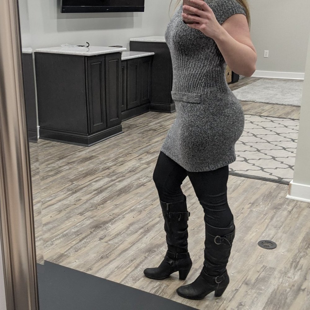B&W Sweater Dress with front belt size M